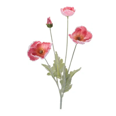 Melrose International Poppy Floral Spray (set Of 6) - Red, Green