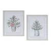 Melrose International Potted Pine Tree Wall Art (set Of 2) - White, Green