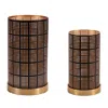 Melrose International Punched Metal Candle Holder (set Of 2) - Black, Gold