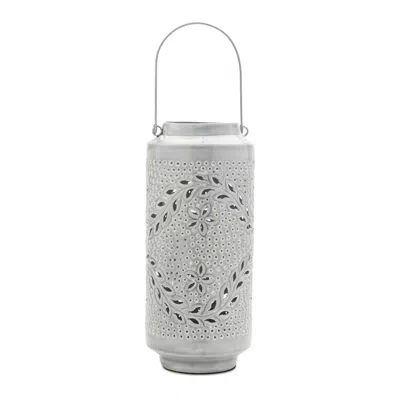 Melrose International Punched Metal Candle Lantern 15.5"h - Gray
