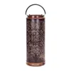 Melrose International Punched Metal Lantern With Natural Wood Accents 19"h - Brown