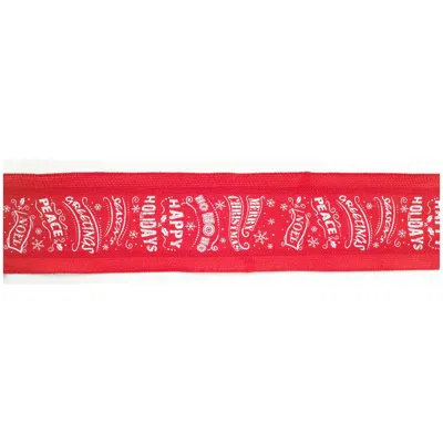 Melrose International Red And White Christmas Sentiment Ribbon (set Of 3) - Red