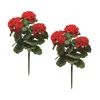 Melrose International Red Geranium Floral Bush (set Of 2) - Green, Red, Brown