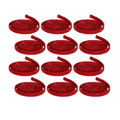 Melrose International Red Glitter Rope Ribbon (set Of 12 Rolls) - Red