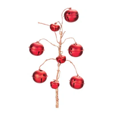 Melrose International Red Sleigh Bell Stems In Brown,red