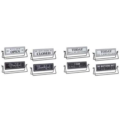 Melrose International Reversable Sentiment Sign With Stand (set Of 4) - Black, White
