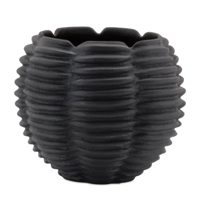 Melrose International Ribbed Ceramic Planter (set Of 2) - White