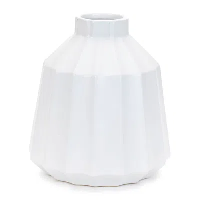 Melrose International Ribbed Ceramic Vase (set Of 2) - White