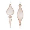Melrose International Ribbed Glass Finial Ornament (set Of 6) - Rose; Gold
