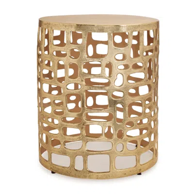 Melrose International Round Abstract Cut Out Metal Accent Table 19"h - Gold