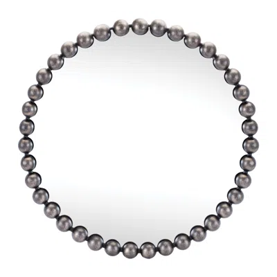 Melrose International Round Beaded Metal Wall Mirror 23.5"d - Gray
