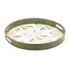 Melrose International Round Deer And Pine Tree Print Tray 13.5"h - Green, Blue