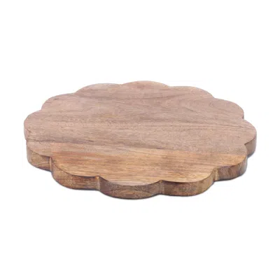Melrose International Round Mango Wood Flower Tray 13.25" - Brown