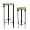 Melrose International Round Wood And Metal Plant Stand Table (set Of 2) - Brown, Black