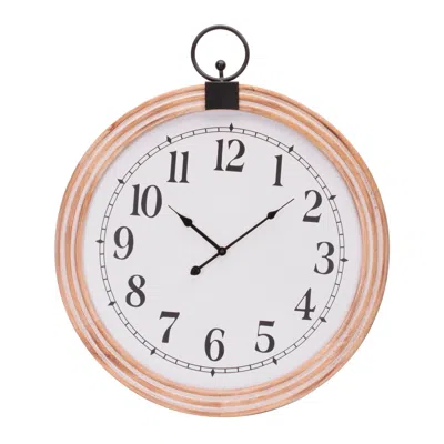 Melrose International Round Wooden Wall Clock 24"d - White, Black