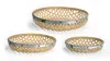 Melrose International Round Woven Bamboo Trays With Rattan Handle Accent (set Of 2) - Black, Brown