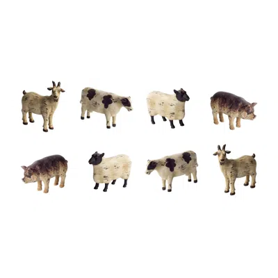 Melrose International Rustic Farm Animal Figurine (set Of 8) - White, Black In Multi