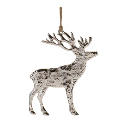 Melrose International Rustic Silver Metal Deer Ornament (set Of 12) - Silver
