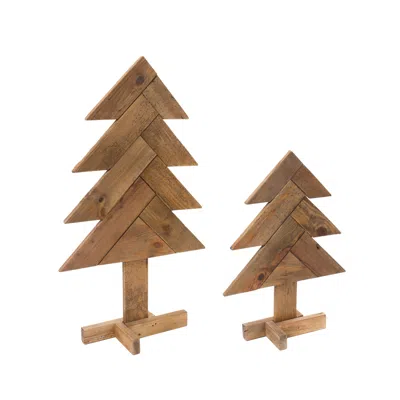 Melrose International Rustic Wood Pine Tree (set Of 2) - Brown