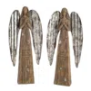 Melrose International Rustic Wood Sentiment Angel With Galvanized Metal Wings (set Of 2) - Brown; Grey