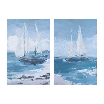 Melrose International Sailboat Canvas Wall Art (set Of 2) - Blue, White