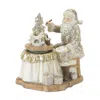 Melrose International Santa With Spinning Christmas Tree (set Of 2) - White; Silver; Tan