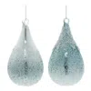 Melrose International Seafoam Beaded Glass Teardrop Ornament (set Of 6) - Blue