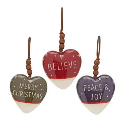 Melrose International Sentiment Heart Ornament (set Of 12) - White, Blue
