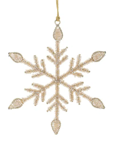 Melrose International Set Of 12 Beaded Metal Snowflake Ornament In Gold
