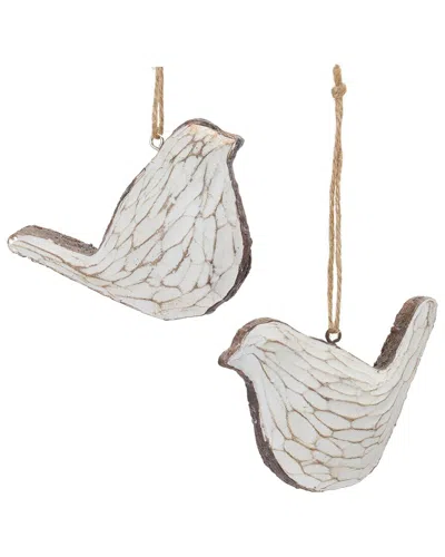 MELROSE INTERNATIONAL MELROSE INTERNATIONAL SET OF 12 CARVED BIRD ORNAMENT