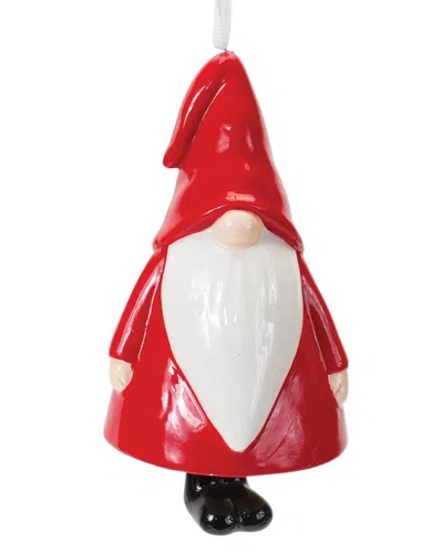 Melrose International Set Of 12 Ceramic Gnome Bell Ornament In Red