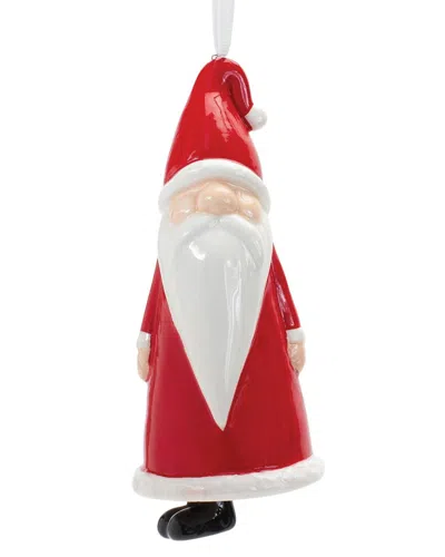 Melrose International Set Of 12 Ceramic Santa Bell Ornament In Red