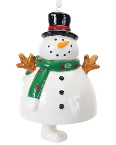 Melrose International Set Of 12 Ceramic Snowman Bell Ornament In Multi