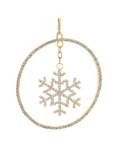 Melrose International Set Of 12 Jeweled Metal Hanging Snowflake Ornament In Gold