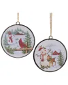 Melrose International Set Of 12 Woodland Snowman Disc Ornament In White