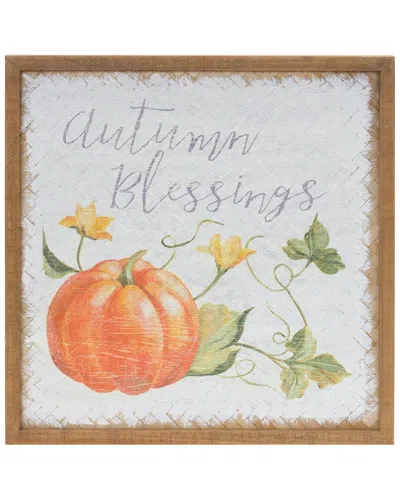 Melrose International Set Of 2 Autumn Blessing Pumpkin Sign In White
