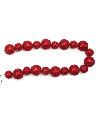 Melrose International Set Of 2 Beaded Ball Ornament String Garland In Red