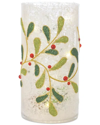 MELROSE INTERNATIONAL MELROSE INTERNATIONAL SET OF 2 BEADED GLASS MISTLETOE CANDLE HOLDER