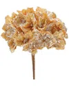 Melrose International Set Of 2 Beaded Hydrangea Flower Stem In Gold