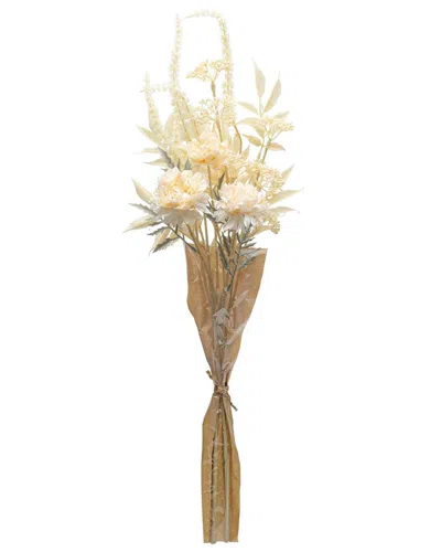 Melrose International Set Of 2 Bleached Zinnia Bouquet In Sand