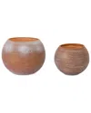 Melrose International Set Of 2 Brushed Glass Votive Candle Holder In Brown