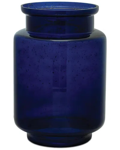 Melrose International Set Of 2 Bubbled Glass Vase In Blue