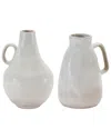 Melrose International Set Of 2 Ceramic Jug Vase In Gray