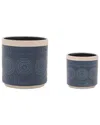 Melrose International Set Of 2 Ceramic Mandala Pattern Planter In Blue