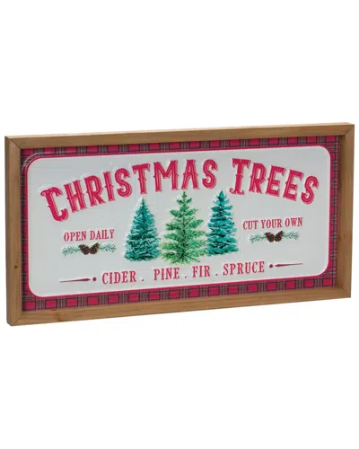 Melrose International Set Of 2 Christmas Tree Wall Sign In Red