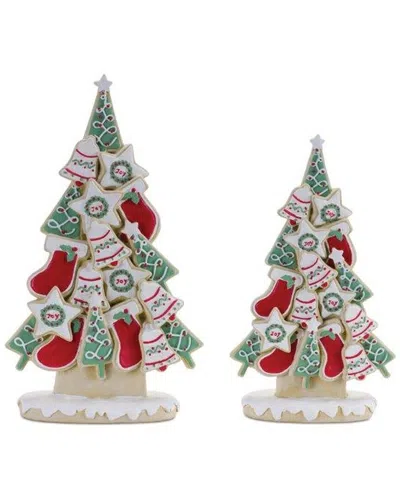 MELROSE INTERNATIONAL MELROSE INTERNATIONAL SET OF 2 FROSTED CHRISTMAS COOKIE PINE TREE