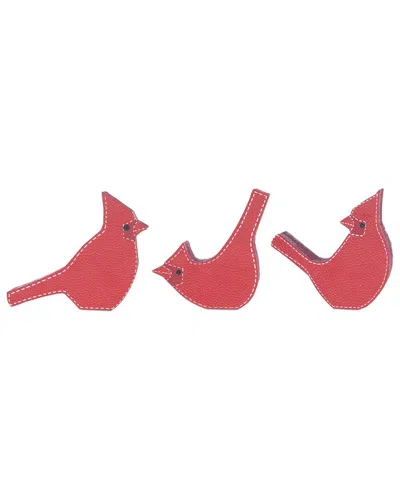 Melrose International Set Of 3 Cardinal Bird Shelf Sitter In Red