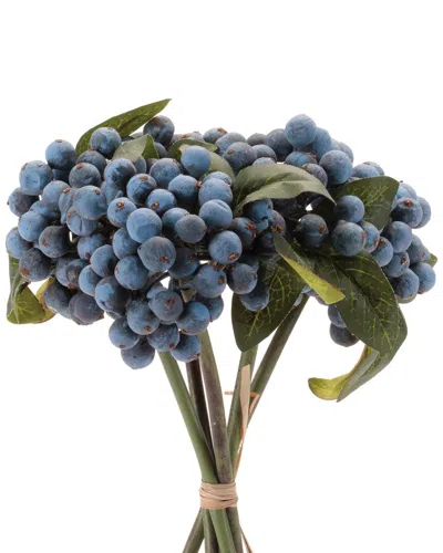 Melrose International Set Of 4 Berry Stem Bundle In Blue