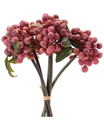 Melrose International Set Of 4 Berry Stem Bundle In Red