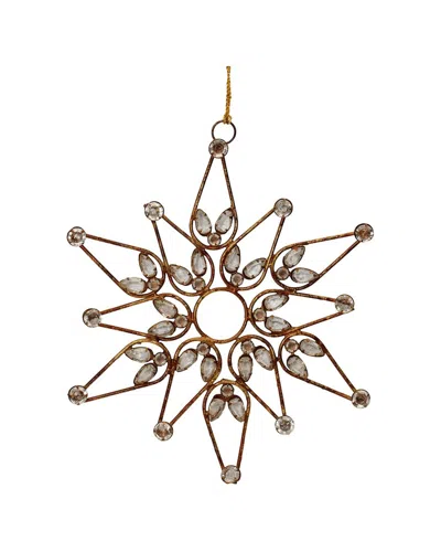 Melrose International Set Of 4 Bronze Jeweled Snowflake Ornament